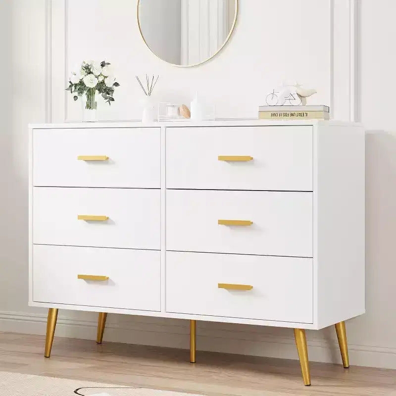 Zstar Camera da letto, toeletta in legno, cassettiera con maniglie in metallo