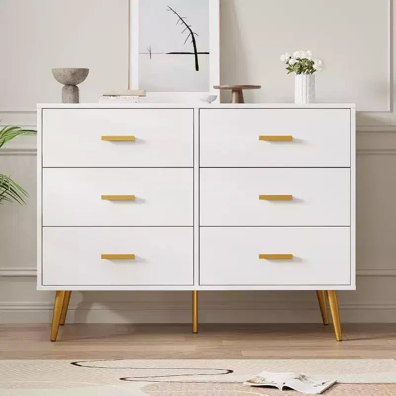 Zstar Camera da letto, toeletta in legno, cassettiera con maniglie in metallo
