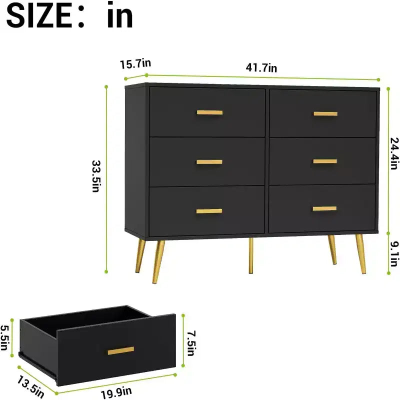Zstar Camera da letto, toeletta in legno, cassettiera con maniglie in metallo