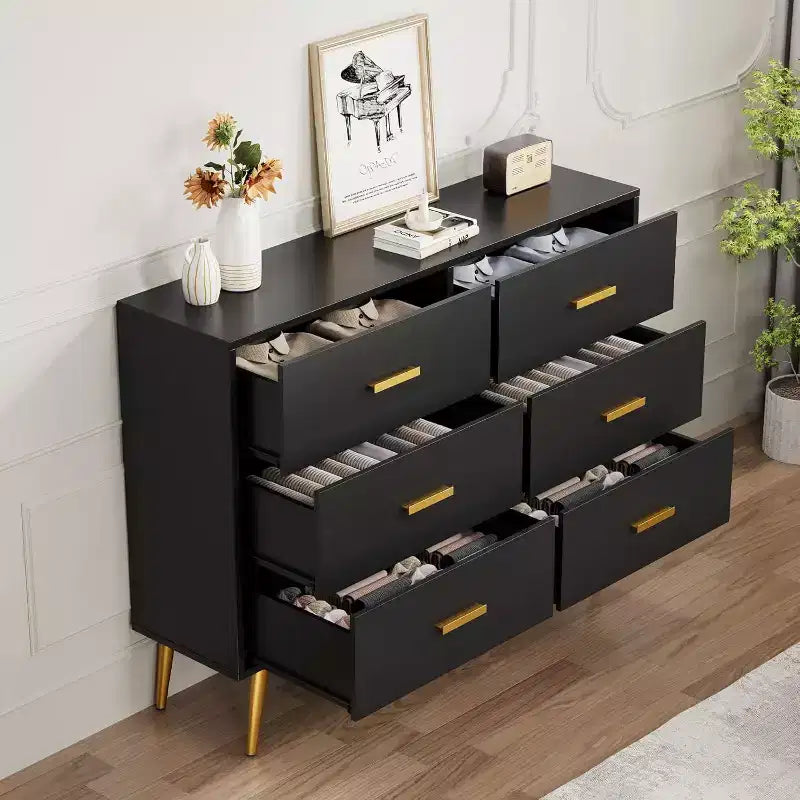 Zstar Camera da letto, toeletta in legno, cassettiera con maniglie in metallo