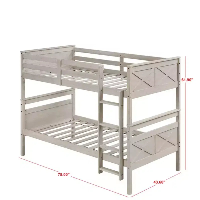 Home Design Exeter Letto a castello standard in legno massiccio, due letti singoli convertibili