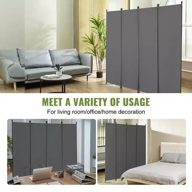 VEVOR Divisorio per Stanza, Divisori a 4 Pannelli e Schermi Pieghevoli per la Privacy, Divisori in Tessuto per Ufficio, Camera da Letto, Sala da Pranzo, Grigio Chiaro