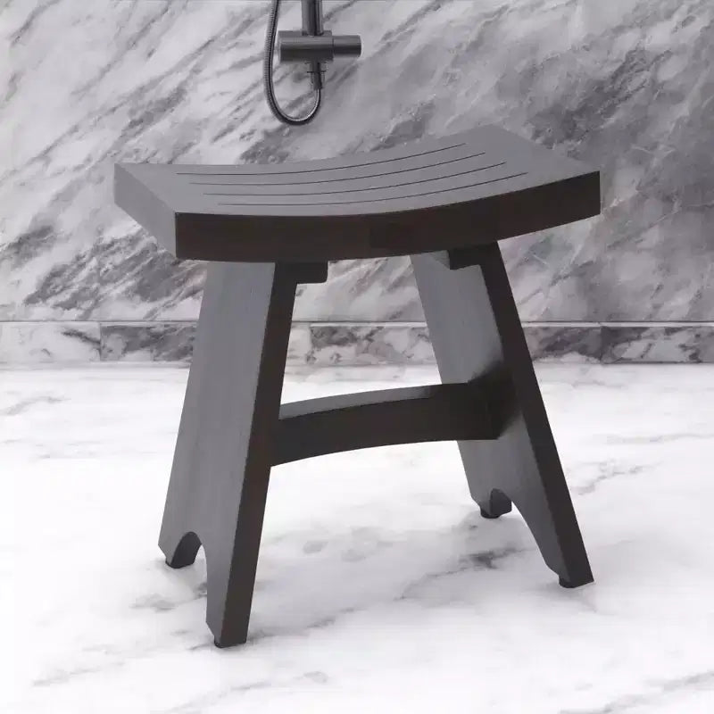 HomeRoots 18 Panchetto Doccia Rettangolare in Teak Marrone Scuro
