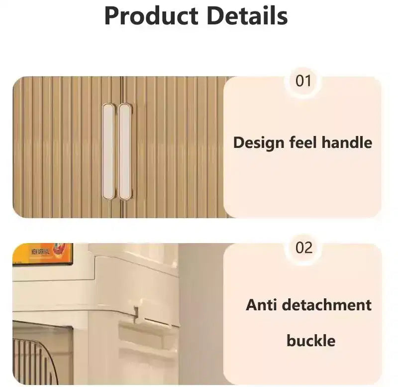 MAYEERTY Mobili Contenitori Pieghevoli in Plastica a 3 Livelli con Ante Magnetiche e Ruote, Organizzatori e Contenitori Bianchi per Armadi per Piccoli Spazi