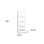 HomeRoots Scaffale angolare in legno massiccio bianco