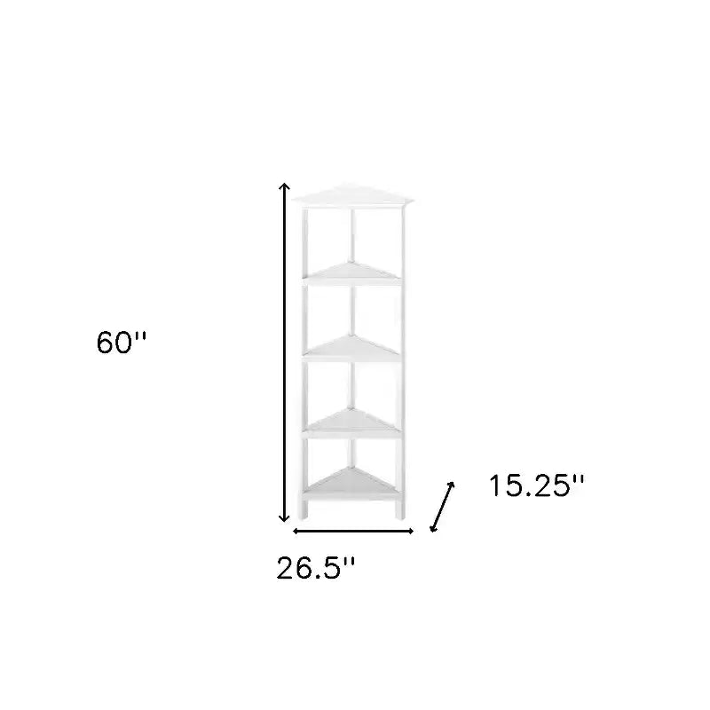HomeRoots Scaffale angolare in legno massiccio bianco