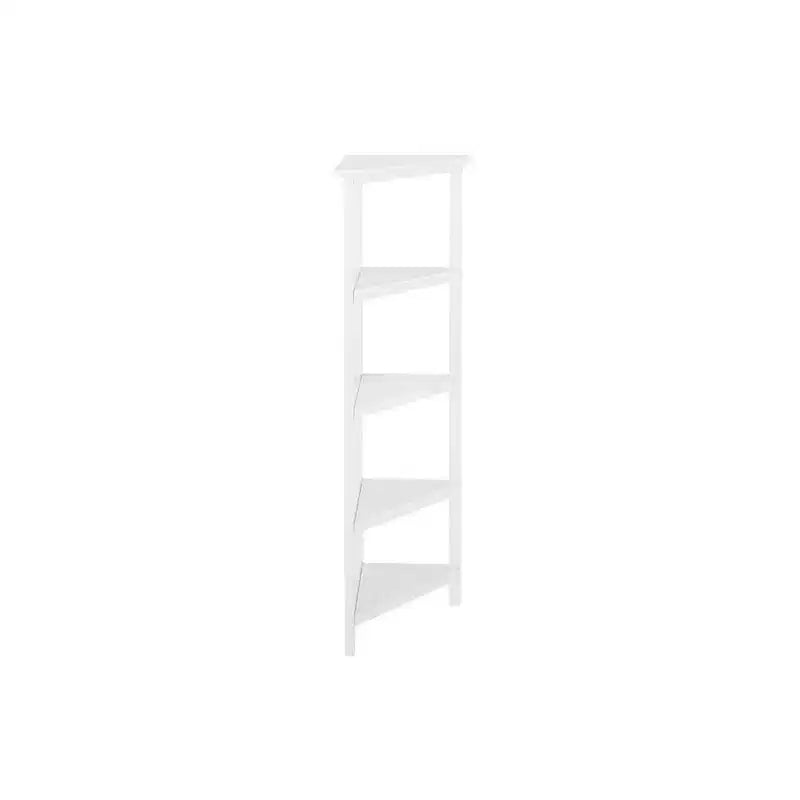 HomeRoots Scaffale angolare in legno massiccio bianco