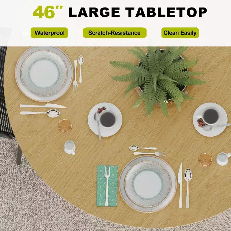 Tavolo da pranzo rotondo chic da 46 pollici con robusto piedistallo per 4 persone