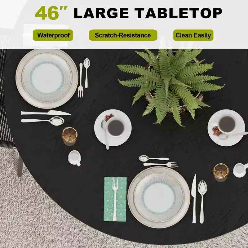 Tavolo da pranzo rotondo chic da 46 pollici con robusto piedistallo per 4 persone