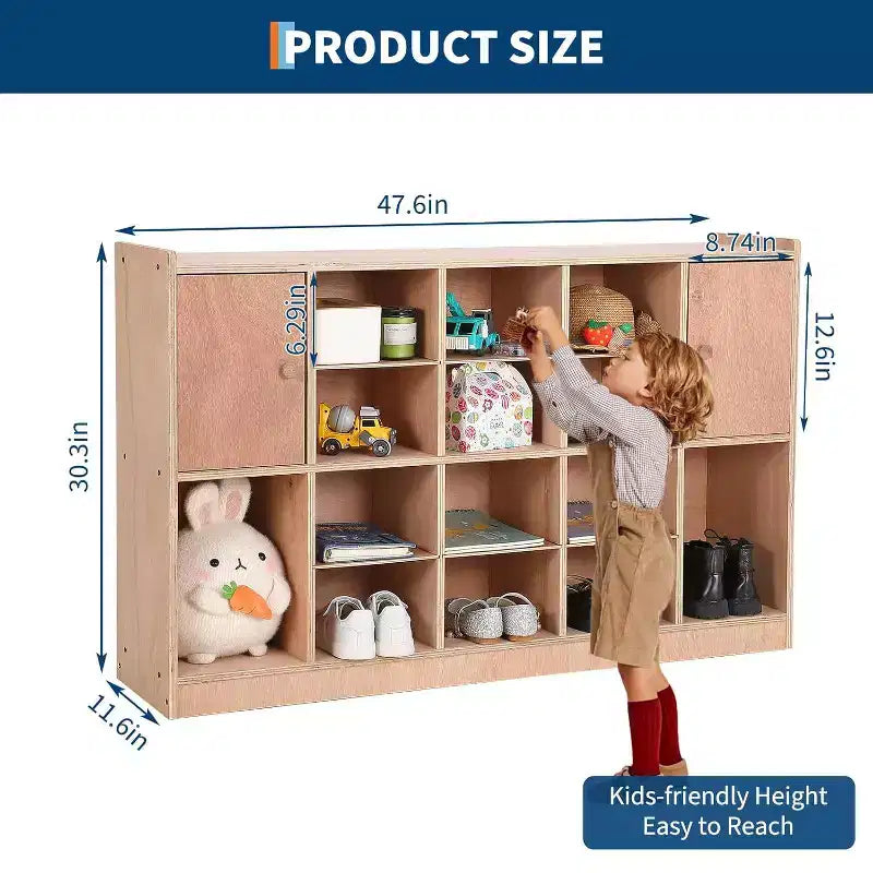 GustoWave Organizer a 12 Scomparti con 2 Ante, Scaffale per Giocattoli per Bambini