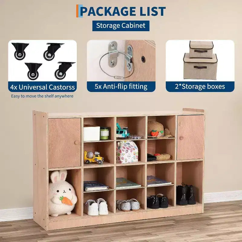 GustoWave Organizer a 12 Scomparti con 2 Ante, Scaffale per Giocattoli per Bambini