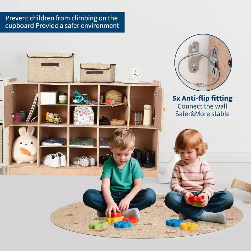 GustoWave Organizer a 12 Scomparti con 2 Ante, Scaffale per Giocattoli per Bambini