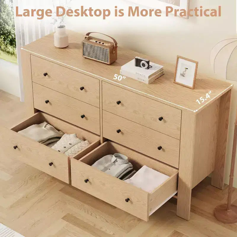 Comò doppio Acekool a 6 cassetti, organizzatore moderno in legno per camera da letto e cameretta