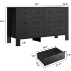 Comò doppio Acekool a 6 cassetti, organizzatore moderno in legno per camera da letto e cameretta
