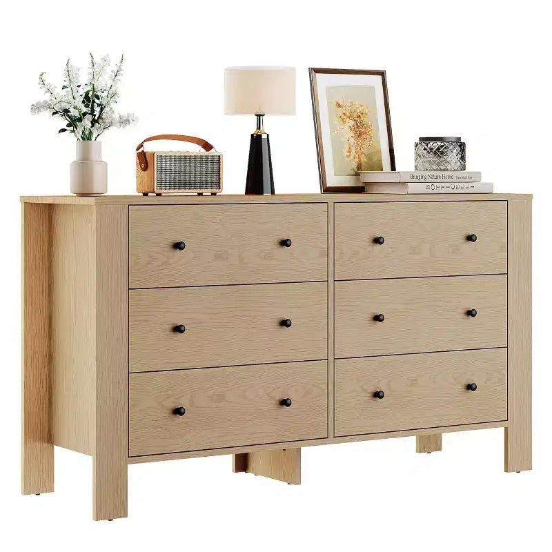 Comò doppio Acekool a 6 cassetti, organizzatore moderno in legno per camera da letto e cameretta