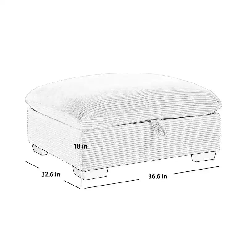 Okak Elegante panca contenitore quadrata in velluto a coste con vano nascosto Poggiapiedi imbottito da abbinare al divano per soggiorno camera da letto