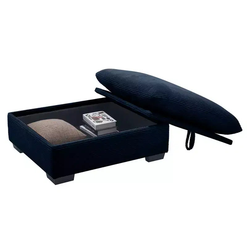 Okak Elegante panca contenitore quadrata in velluto a coste con vano nascosto Poggiapiedi imbottito da abbinare al divano per soggiorno camera da letto