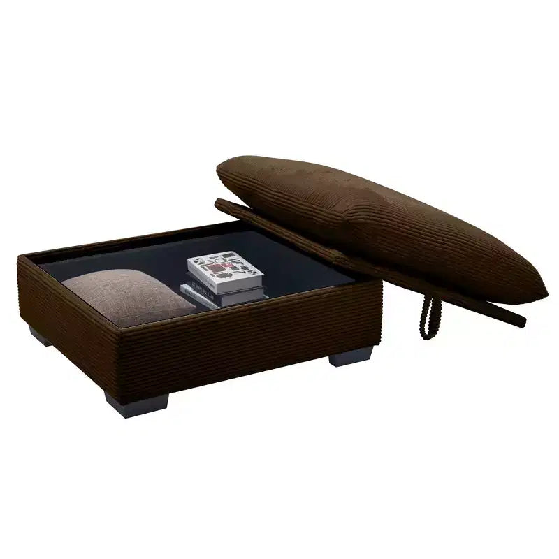 Okak Elegante panca contenitore quadrata in velluto a coste con vano nascosto Poggiapiedi imbottito da abbinare al divano per soggiorno camera da letto