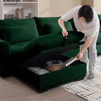 Okak Elegante panca contenitore quadrata in velluto a coste con vano nascosto Poggiapiedi imbottito da abbinare al divano per soggiorno camera da letto