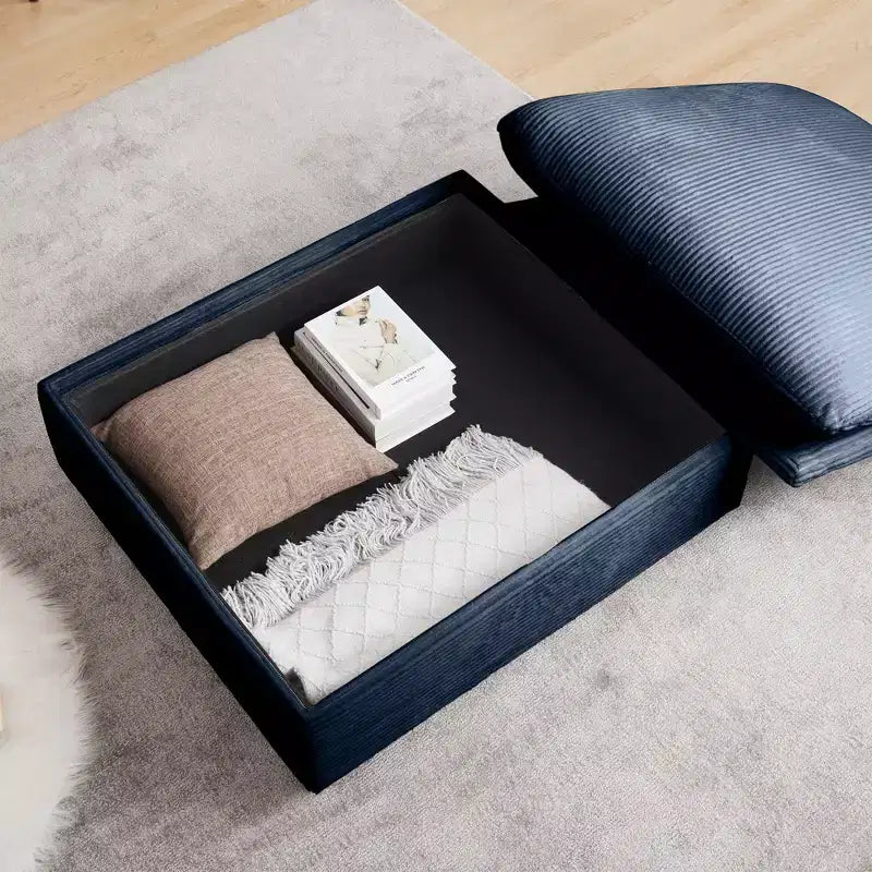 Okak Elegante panca contenitore quadrata in velluto a coste con vano nascosto Poggiapiedi imbottito da abbinare al divano per soggiorno camera da letto