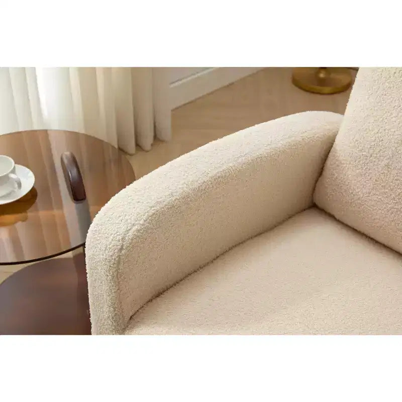 Poltrona a dondolo moderna Okak con tasca laterale e schienale alto imbottito, comoda per camera da letto, soggiorno, cameretta dei bambini