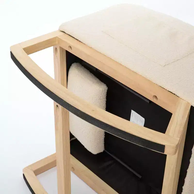 Poltrona a dondolo moderna Okak con tasca laterale e schienale alto imbottito, comoda per camera da letto, soggiorno, cameretta dei bambini