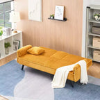 Okak Divani Minimalisti per Soggiorno Divano Letto Convertibile a Due Posti in Velluto a Coste Lineare con Schienale Regolabile e Portabicchieri