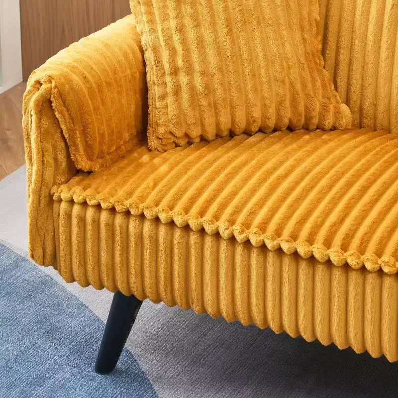 Okak Divani Minimalisti per Soggiorno Divano Letto Convertibile a Due Posti in Velluto a Coste Lineare con Schienale Regolabile e Portabicchieri