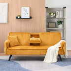 Okak Divani Minimalisti per Soggiorno Divano Letto Convertibile a Due Posti in Velluto a Coste Lineare con Schienale Regolabile e Portabicchieri