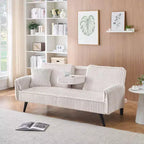 Okak Divani Minimalisti per Soggiorno Divano Letto Convertibile a Due Posti in Velluto a Coste Lineare con Schienale Regolabile e Portabicchieri