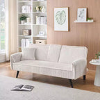 Okak Divani Minimalisti per Soggiorno Divano Letto Convertibile a Due Posti in Velluto a Coste Lineare con Schienale Regolabile e Portabicchieri