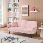 Okak Divani Minimalisti per Soggiorno Divano Letto Convertibile a Due Posti in Velluto a Coste Lineare con Schienale Regolabile e Portabicchieri