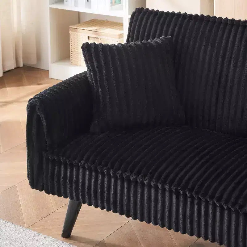 Okak Divani Minimalisti per Soggiorno Divano Letto Convertibile a Due Posti in Velluto a Coste Lineare con Schienale Regolabile e Portabicchieri