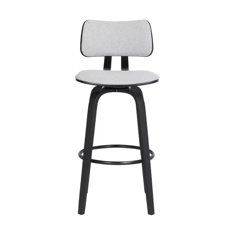 HomeRoots 30 Light Gray And Black Fabric Swivel Low Back Bar Height Bar Chair