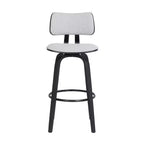 HomeRoots 30 Light Gray And Black Fabric Swivel Low Back Bar Height Bar Chair