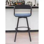 HomeRoots Sgabello da Bar Girevole Alto 31 Pollici in Tessuto Blu e Nero con Base in Metallo