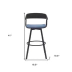 HomeRoots Sgabello da Bar Girevole Alto 31 Pollici in Tessuto Blu e Nero con Base in Metallo