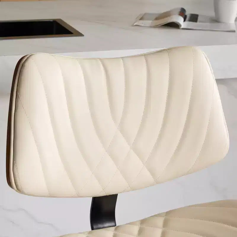 Set di 2 sgabelli da bar girevoli a 360°, regolabili in altezza, da bancone, sedia da pranzo, sgabello da pub, cucina, noce+nero/beige - ModernLuxe