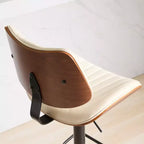 Set di 2 sgabelli da bar girevoli a 360°, regolabili in altezza, da bancone, sedia da pranzo, sgabello da pub, cucina, noce+nero/beige - ModernLuxe