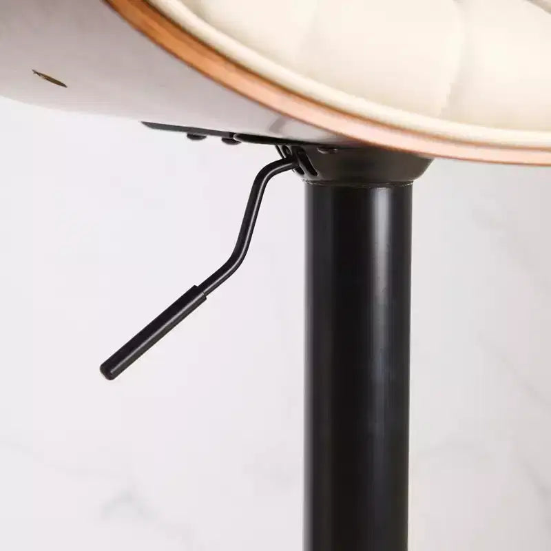 Set di 2 sgabelli da bar girevoli a 360°, regolabili in altezza, da bancone, sedia da pranzo, sgabello da pub, cucina, noce+nero/beige - ModernLuxe