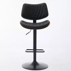 Set di 2 sgabelli da bar girevoli a 360°, regolabili in altezza, da bancone, sedia da pranzo, sgabello da pub, cucina, noce+nero/beige - ModernLuxe