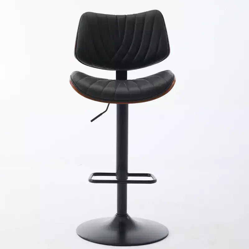 Set di 2 sgabelli da bar girevoli a 360°, regolabili in altezza, da bancone, sedia da pranzo, sgabello da pub, cucina, noce+nero/beige - ModernLuxe