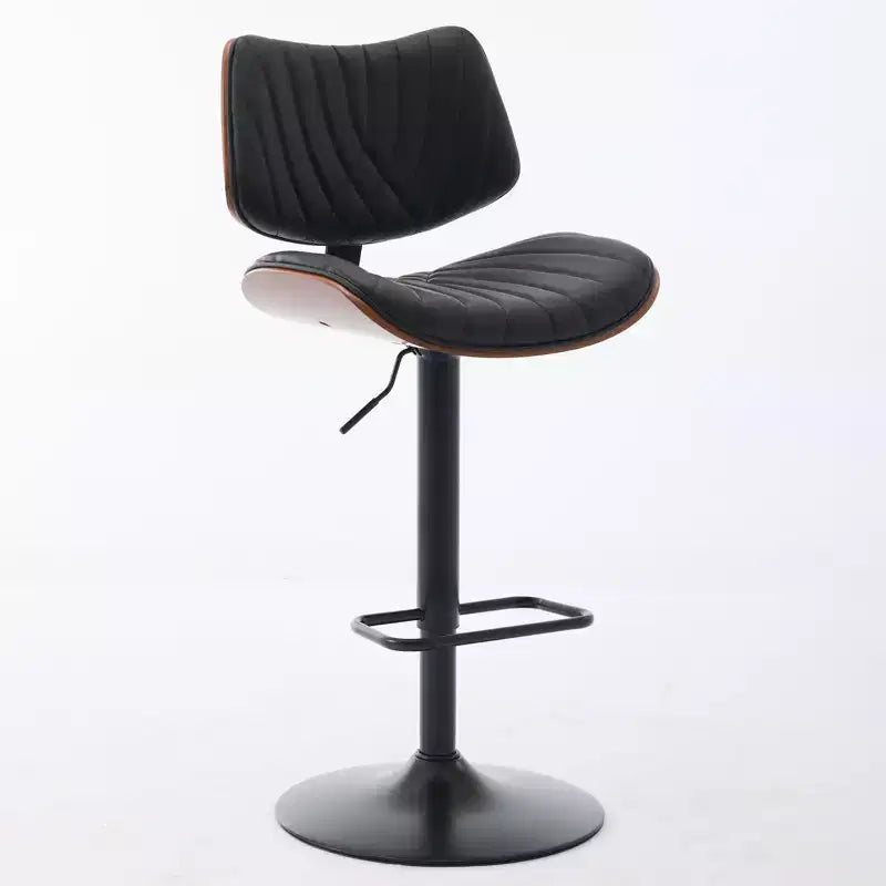 Set di 2 sgabelli da bar girevoli a 360°, regolabili in altezza, da bancone, sedia da pranzo, sgabello da pub, cucina, noce+nero/beige - ModernLuxe