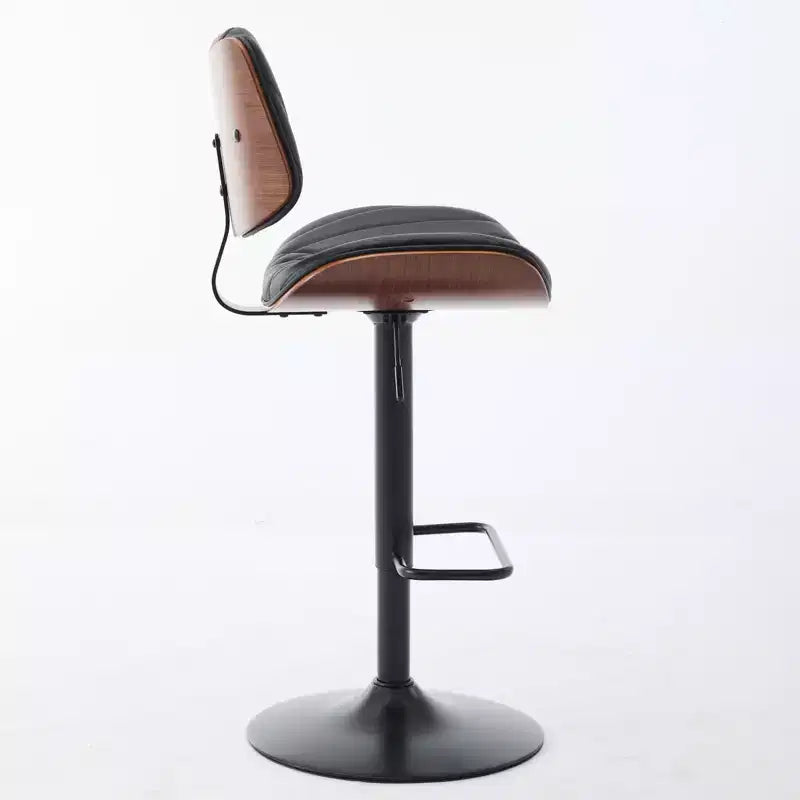 Set di 2 sgabelli da bar girevoli a 360°, regolabili in altezza, da bancone, sedia da pranzo, sgabello da pub, cucina, noce+nero/beige - ModernLuxe
