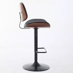 Set di 2 sgabelli da bar girevoli a 360°, regolabili in altezza, da bancone, sedia da pranzo, sgabello da pub, cucina, noce+nero/beige - ModernLuxe
