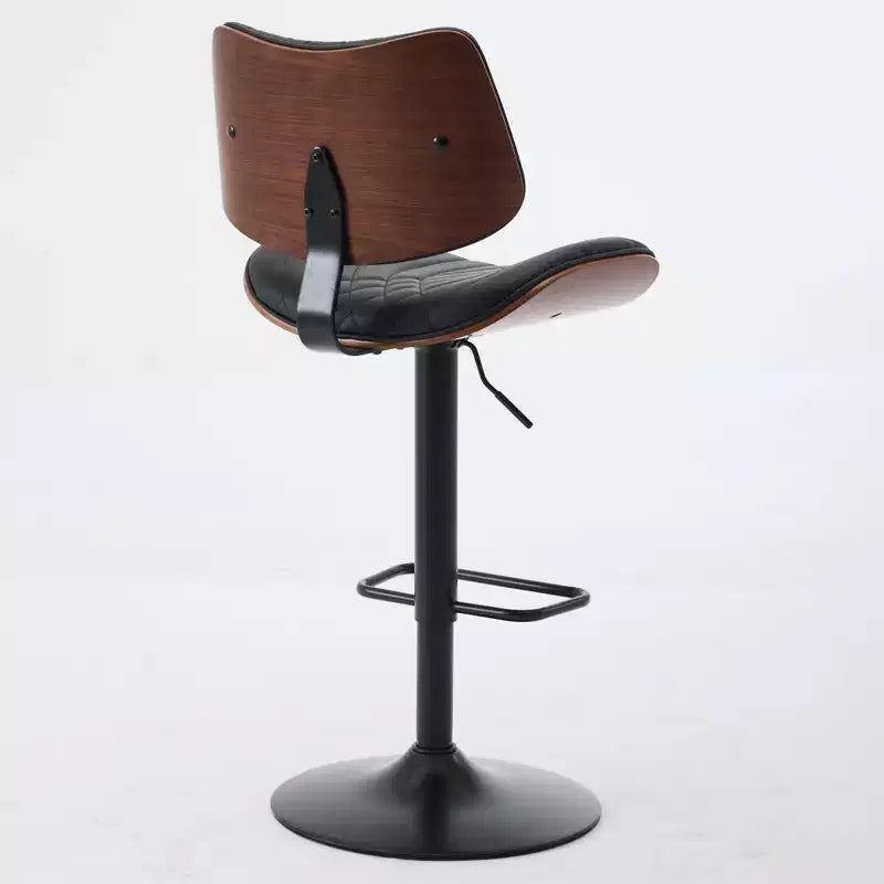 Set di 2 sgabelli da bar girevoli a 360°, regolabili in altezza, da bancone, sedia da pranzo, sgabello da pub, cucina, noce+nero/beige - ModernLuxe