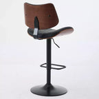 Set di 2 sgabelli da bar girevoli a 360°, regolabili in altezza, da bancone, sedia da pranzo, sgabello da pub, cucina, noce+nero/beige - ModernLuxe