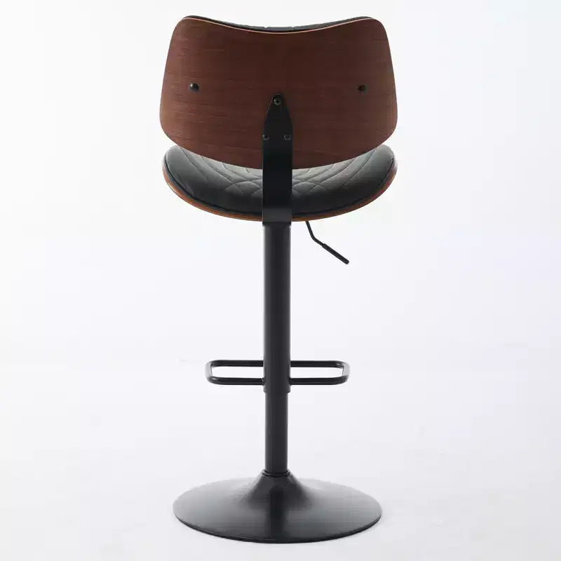 Set di 2 sgabelli da bar girevoli a 360°, regolabili in altezza, da bancone, sedia da pranzo, sgabello da pub, cucina, noce+nero/beige - ModernLuxe