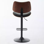 Set di 2 sgabelli da bar girevoli a 360°, regolabili in altezza, da bancone, sedia da pranzo, sgabello da pub, cucina, noce+nero/beige - ModernLuxe