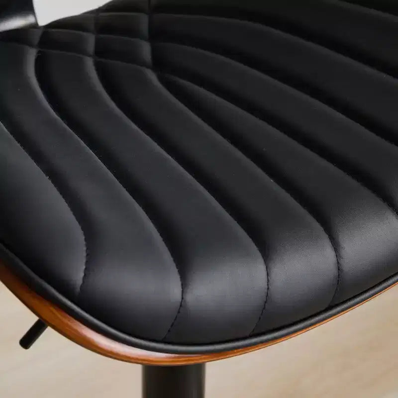 Set di 2 sgabelli da bar girevoli a 360°, regolabili in altezza, da bancone, sedia da pranzo, sgabello da pub, cucina, noce+nero/beige - ModernLuxe
